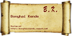 Bonyhai Kende névjegykártya