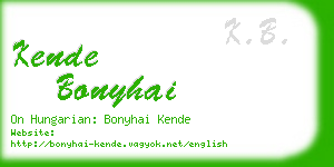 kende bonyhai business card